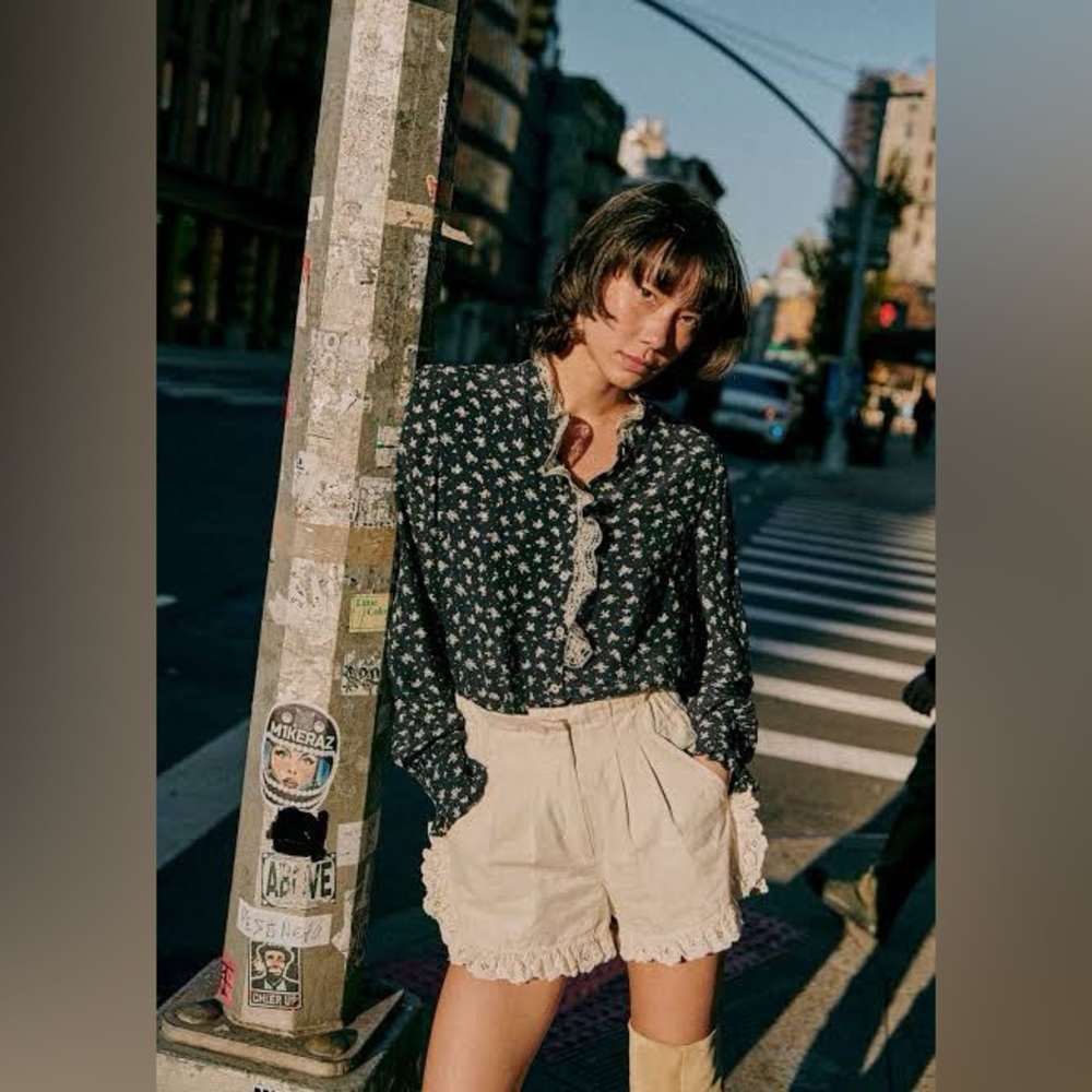 Sézane x SEA NY Chlo Shirt in Navy Floral Pattern FR 40 / US 8 - Picture 8 of 16